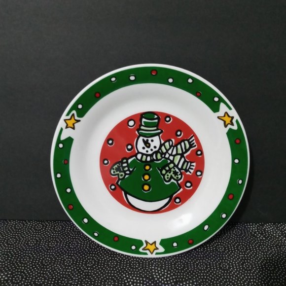 Gibson Christmas Treasures SNOWMAN SALAD/DESSERT - Picture 1 of 8